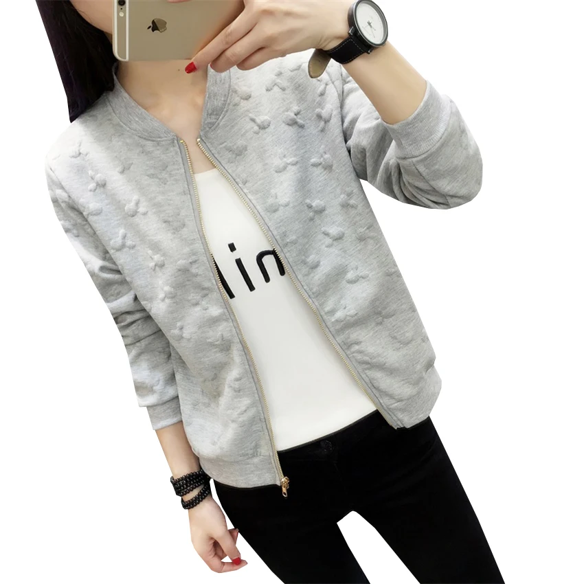 Модная женская короткая куртка новинка весна осень бомбер с длинным рукавом