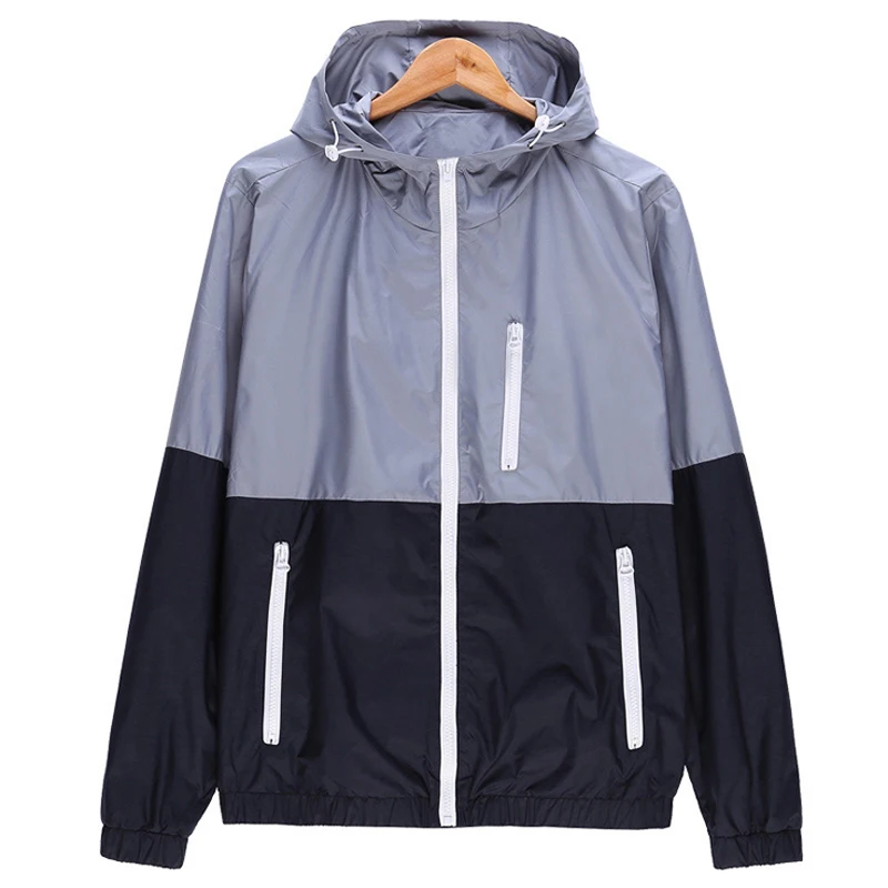 Xizilang Mens Spring Running Thin Jacket Waterproof Windbreaker Light Weight Windproof Outdoor Sports with Front-Zip | Спорт и