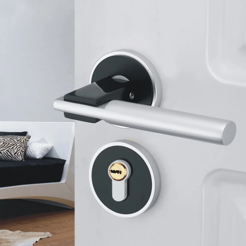 Черная и серебристая алюминиевая дверная ручка с замком цилиндр Передняя Задняя