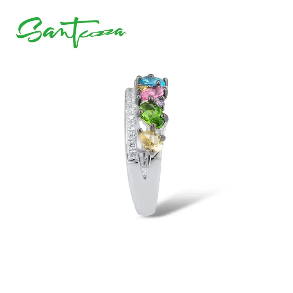 Женское серебряное кольцо SANTUZZA из серебра 925 пробы с разноцветными камнями и
