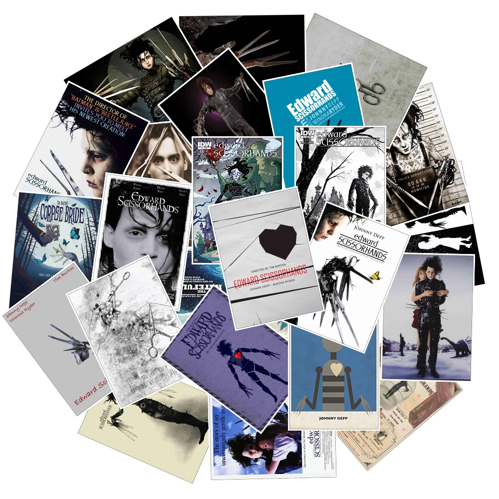 25Pcs/Lot Waterproof Movie Edward Scissorhands PVC Stickers For Laptop Motorcycle Skateboard Luggage Decal Toy Sticker