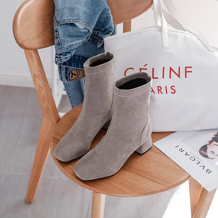 

VNASELL autumn winter new style stretch short tube Martin boots women heel short boots