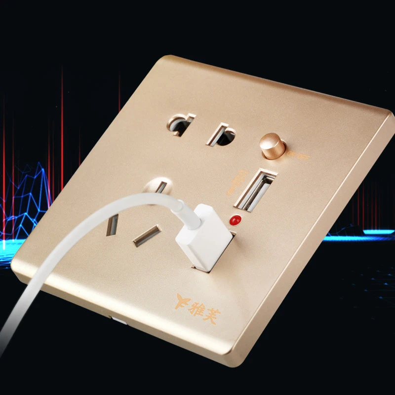 2 розетки с двойным USB-портом для зарядки настенная розетка