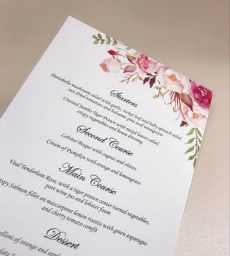 Индивидуальные Цветочные Свадебные Открытки меню ME05|card card|card weddingcard custom |