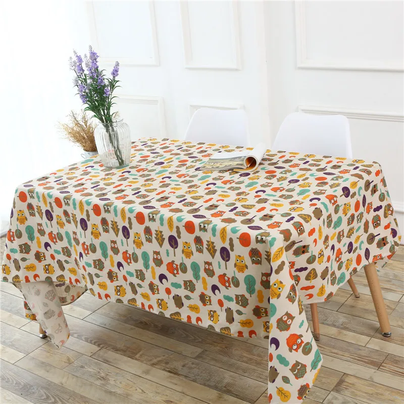 Kiwiberry Home Decorative Linen Mantel Print Owl Tablecloth Washable Dinner Table Cloth 11 Sizes Toalha De Mesa | Дом и сад