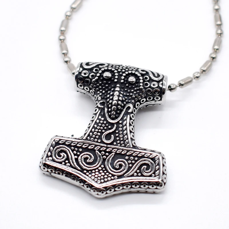 AMUMIU модный Thors Hammer Knot Myth Mjolnir кулон из нержавеющей стали с цепочкой ожерелье панк