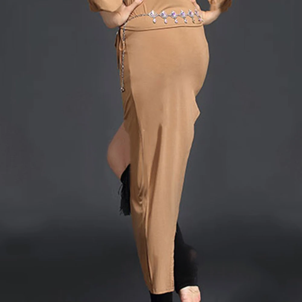 

2018 New Stage Performance Woman Belly Dance Skirt Hypotenused 1Piece Soft Modal 5Colors Vestido Franja Infantis Tango Skirt