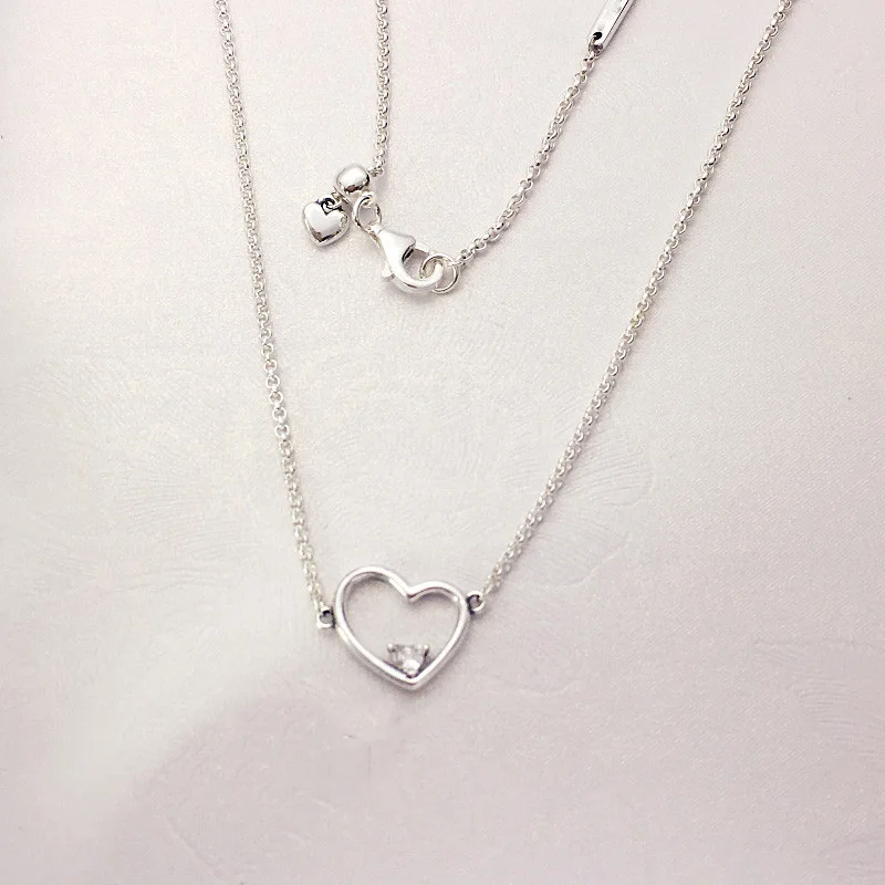 2019 ко Дню Святого Валентина Асимметричная Heart of Love ожерелья для женщин 925 серебро