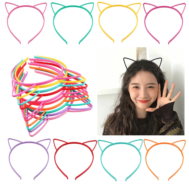 Candygirl 10 шт./компл. черные пластиковые повязки на голову с кошачьими ушками для