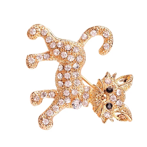Women Fashion Shining Rhinestone Brooch Cool Cat Pattern Decor Jewelry Women's Weddings Banquet Pins New Year's Gifts | Украшения и
