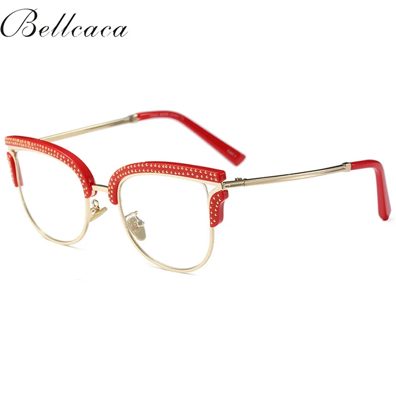 97518 Red Bellcaca, оптические очки, женские модные очки по рецепту, алмазные очки, оправа, прозрачные линзы, BC824 - Цвет оправы: 97518 Red
