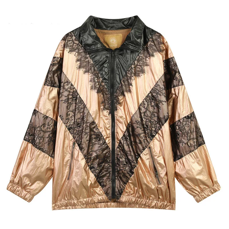 CAMEL ELFSACK, новинка весны, женская верхняя одежда, куртки на каждый день, на молнии, с принтом, женские пальто, кружева, пэчворк, уличная одежда, женские куртки - Цвет: CAMEL