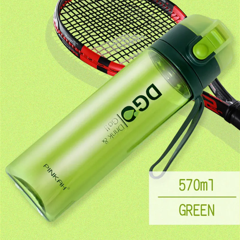 Green PINKAH 570 мл шейкер портативная тритановая бутылка для воды BPA бесплатно пластиковая Спортивная бутылка для спорта кемпинга пешего туризма - Цвет: Green
