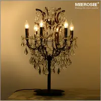 Wrought Iron 6 Lights Crystal Table Lamps Antique Retro Crystal Table Light Lighting Living Room Bedroom Decorative Light TD001