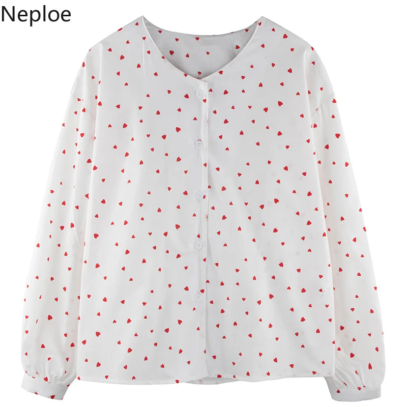 Neploe Harajuku с принтом сердца Весна 2019 женские Топы Новая мода однобортный Blusa