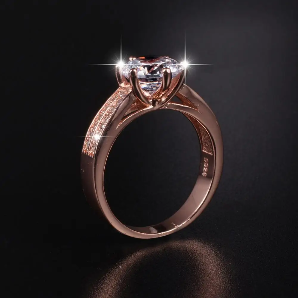 rose gold Поможем правильно потратить деньги 925 пробы серебряные кольца, ювелирные изделия Роскошные 8 мм 3 карат CZ Сона обручальные кольца с брилиантами для Для женщин sz 5-10 - Цвет камня: rose gold