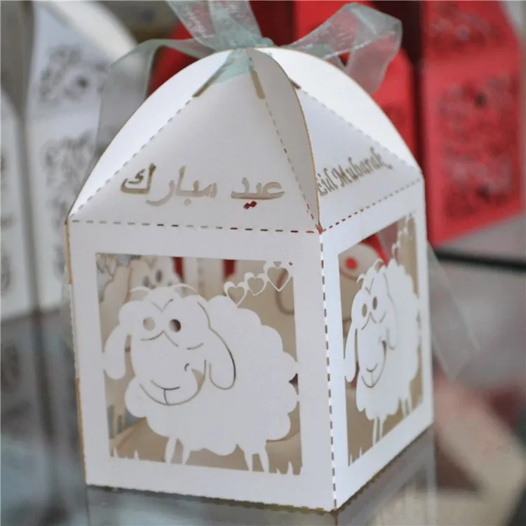 Блестящая золотая лазерная резка овец eid mubarak металлическая бумажная