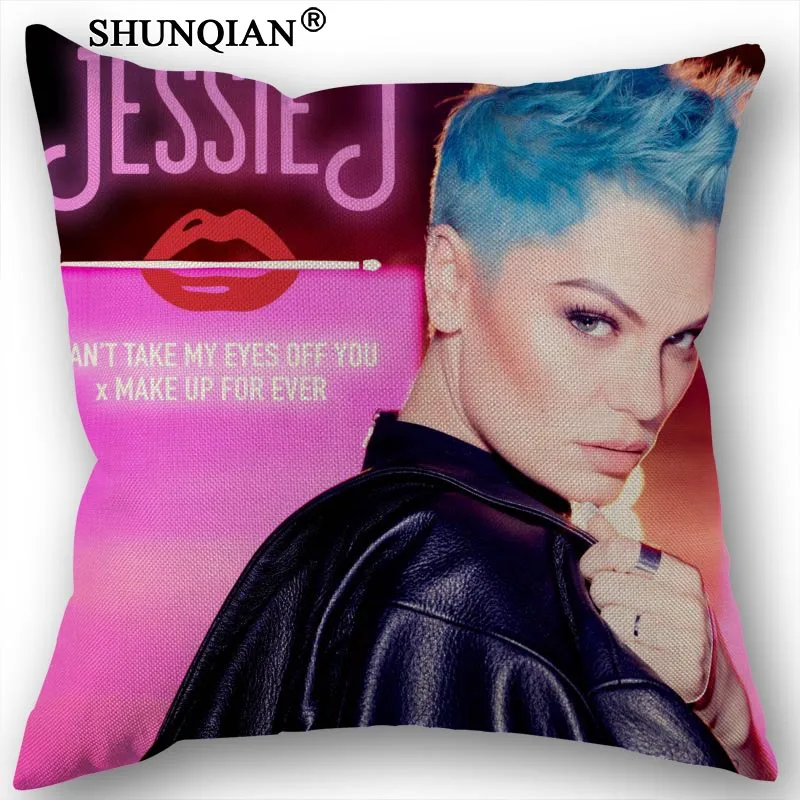 

Custom Jessie J Cotton Linen Square Pillowcase Decorative Pillow Cases Cover Zippered 45x45cm one side