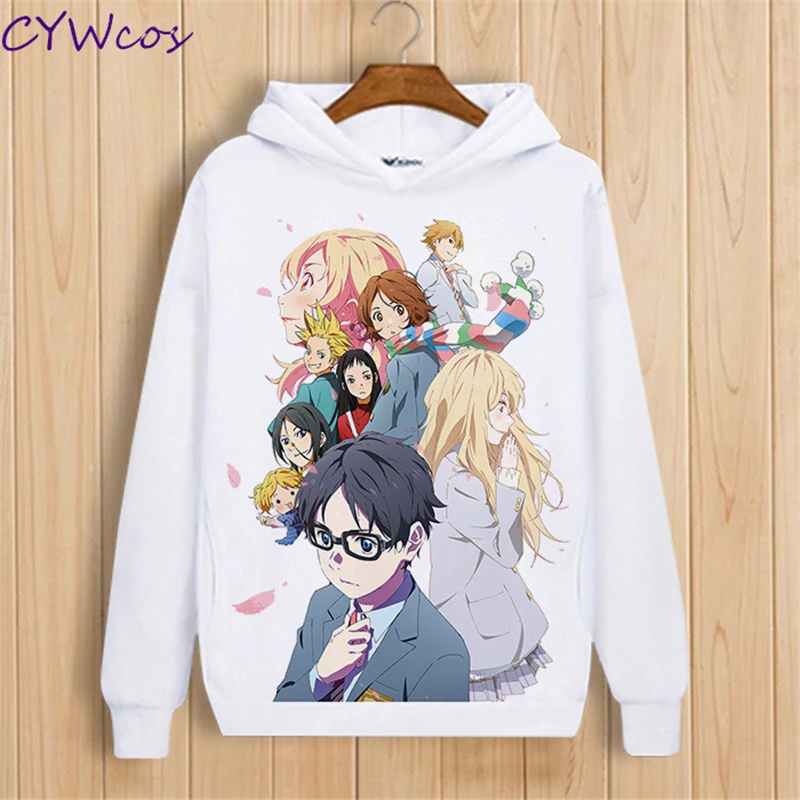 Аниме Your Lie в апреле маязоно Каори Косплей принт с длинными рукавами Топ рубашка