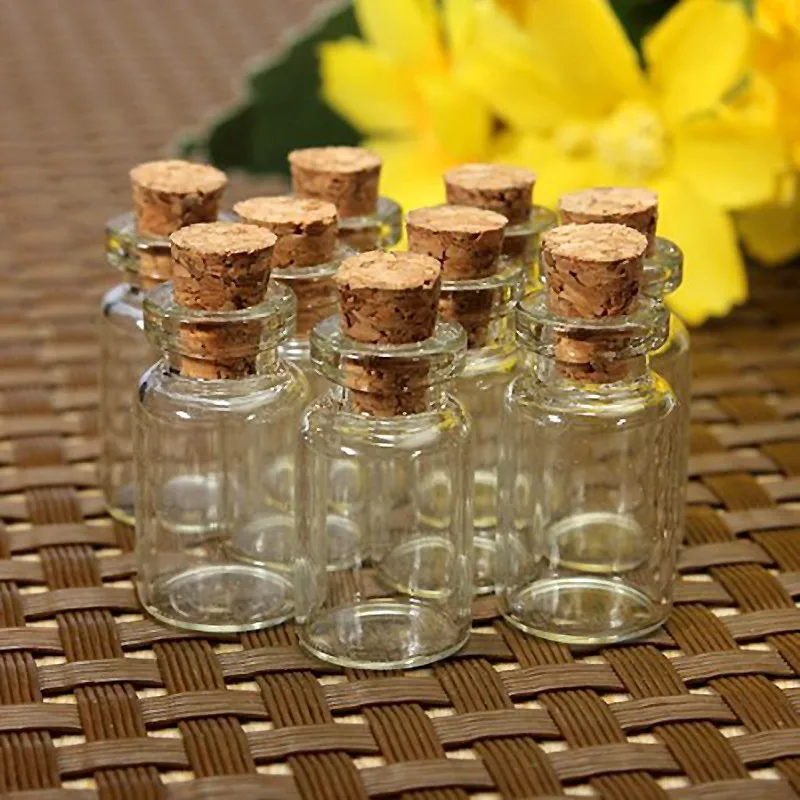 

10pcs Mini Small Glass Bottles with Clear Cork Stopper Tiny Vials Jars Containers 24x12mm Message Wedding Jewelry Favor