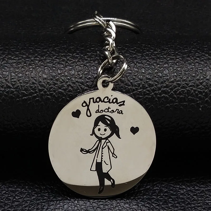 2021 New Fashion Doctor Stainless Steel Keyring for Women Silver Color Key Chains Jewelry llaveros de acero K836S01 | Украшения и