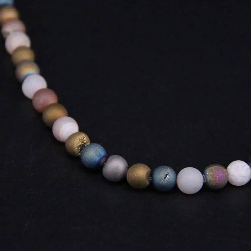 3Strand/Lot 8-12mm Titanium Colour Mixture Natural Agates Drusy Geode Round Beads Wholesale DIY Necklace Bracelet Jewelry Making | Украшения