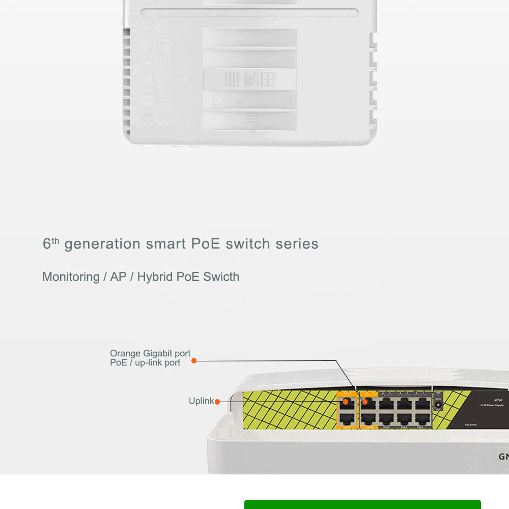 48V сетевой коммутатор POE коммутатора Ethernet с 8+ 2 10/100/1000 Мбит/с Порты IEEE 802,3 af/at