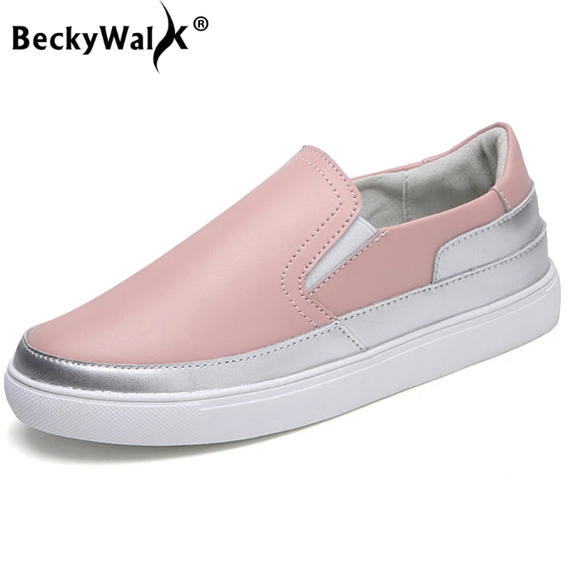 Женские кроссовки без застежки BeckyWalk повседневные лоферы из натуральной кожи на