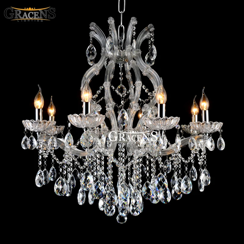 

Luxury Classic Crystal Chandelier Light Fixture Maria Theresa Crystal Luste Clear Color For Living Room