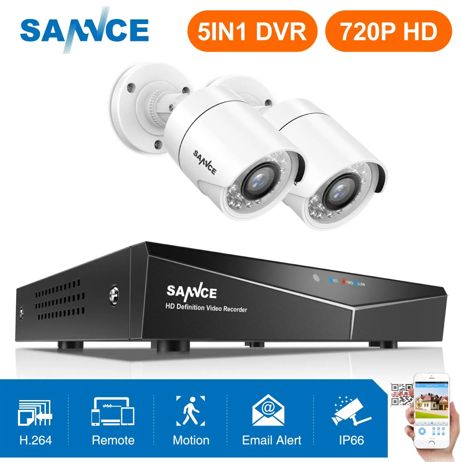 SANNCE 4CH 720P CCTV система 1080N HDMI CCTV DVR 1500TVL 1.0MP наружная система камер домашней безопасности комплект видеонаблюдения