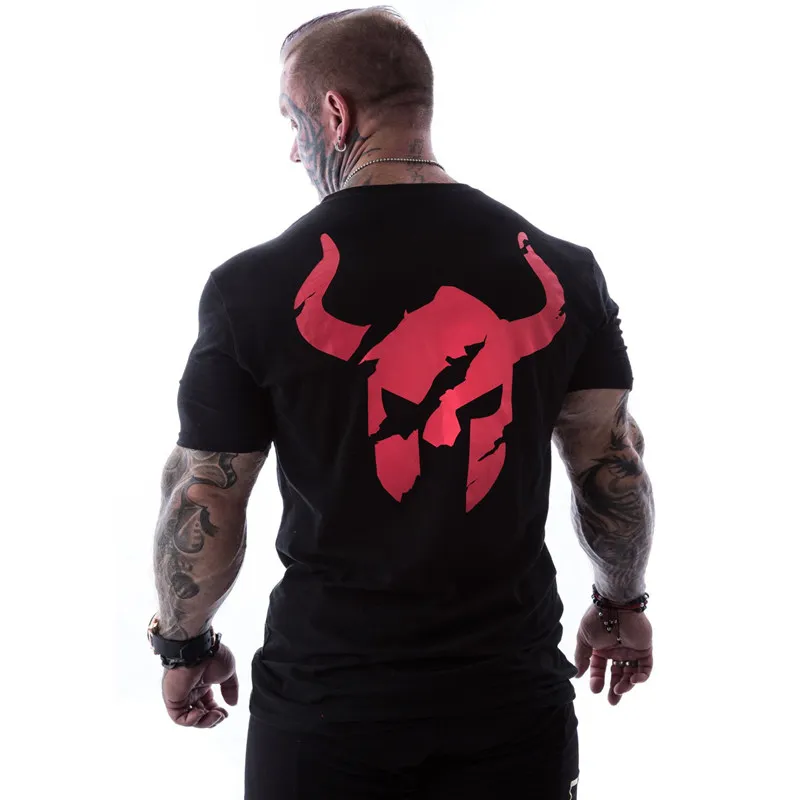 

Men Casual Fashion Black Print T-shirt Gyms Fitness Bodybuilding Workout Cotton t shirt 2019 New Male Tee Tops Crossfit Clothing