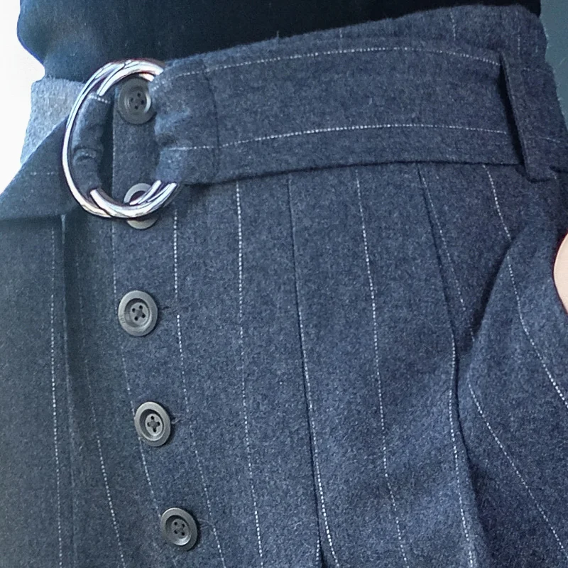 Женские брюки из смешанной шерсти 2XL весенне-осенние однотонные свободные