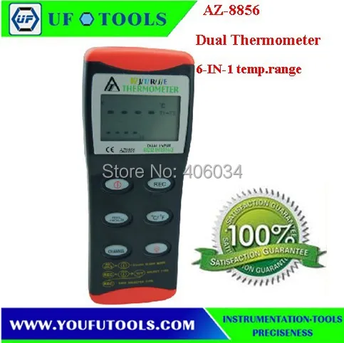 Az-8856 K/j/T/R/S/E Тип термометр t1t2 канала измерением температуры AZ 8856 Dual вход термопара