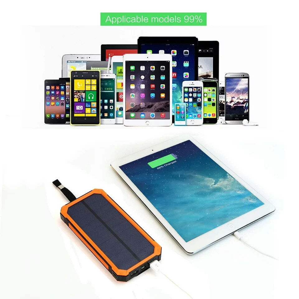 30000 мАч power Bank Солнечная Водонепроницаемая солнечная панель зарядное устройство двойной USB внешний аккумулятор с светодиодный лампой открытый для iPhone X XS 8 7 6