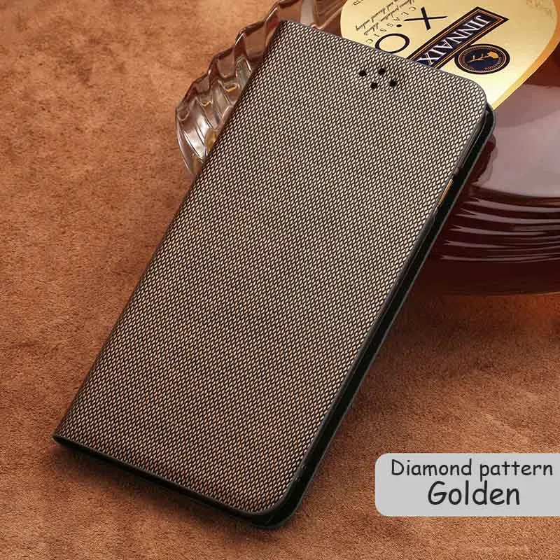 07-Golden Роскошный чехол-книжка из натуральной кожи для Xiaomi Redmi 4X, чехол с алмазным узором, Мягкая силиконовая внутренняя оболочка, откидная крышка для телефона - Цвет: 07-Golden