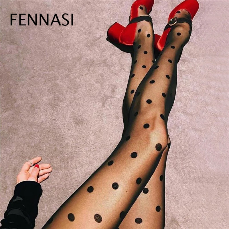 Женские пикантные колготки FENNASI 2 шт. прозрачные кружевные в крупный горошек
