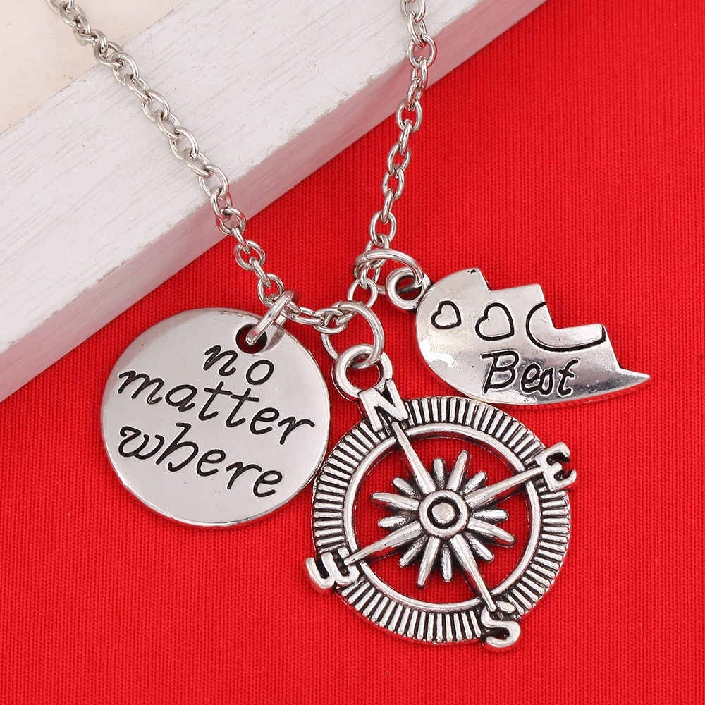 Лучшие друзья независимо от того где компас набор ожерелья из 2 частей ожерелье с