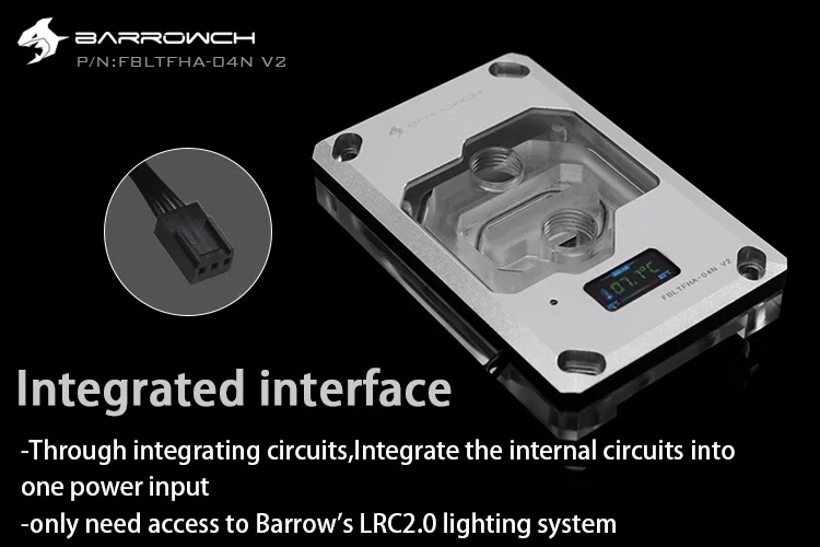 Barrowch охладитель воды водоблок для процессора для AMD AM4/AM3, Цвет экран цифровой дисплей V2