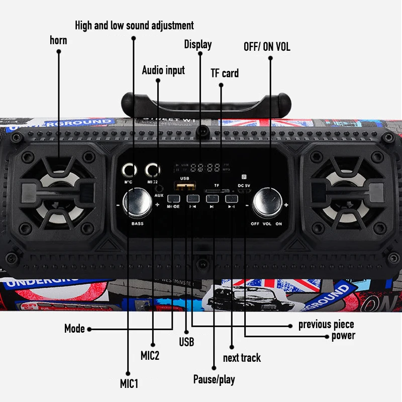 15 Вт Портативный уличный Bluetooth 4 2 динамик fm-радио USB автомобильный сабвуфер HD