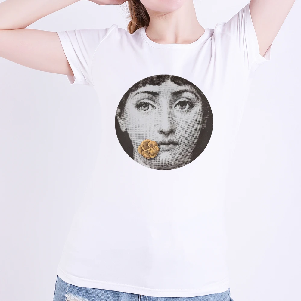 Lina Cavalieri Face летние футболки модал rosenthal Piero fornasetti Vogue Женская забавная белая