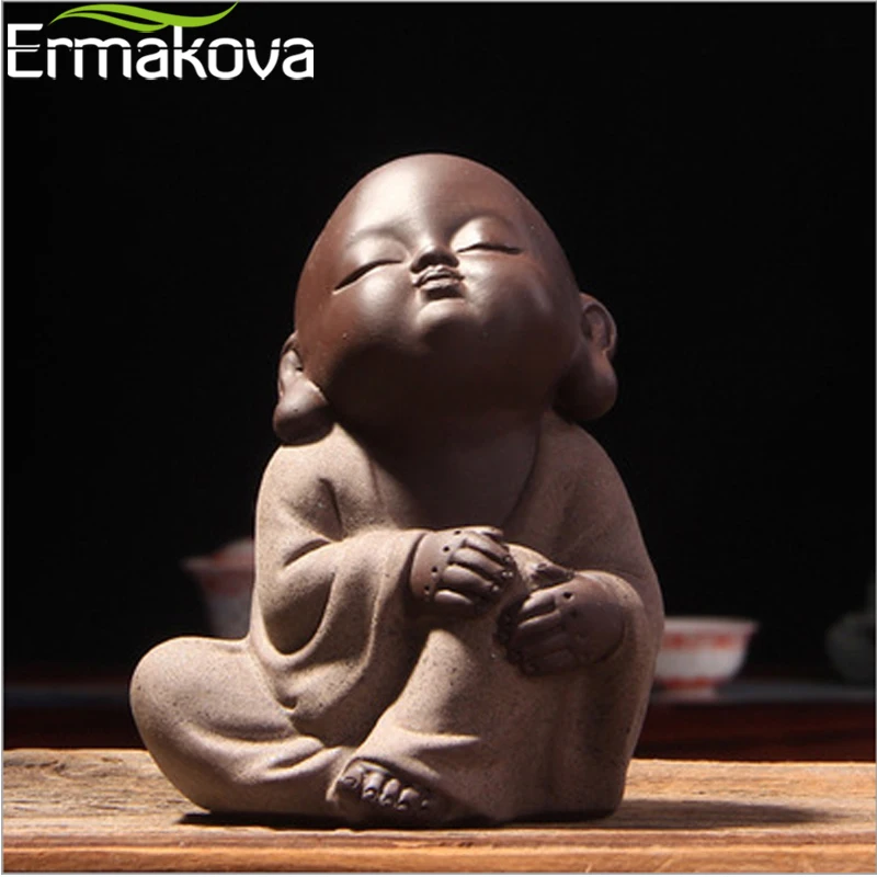 ERMAKOVA 1 шт. милая маленькая фигурка монаха статуя Будды Чай Домашние животные