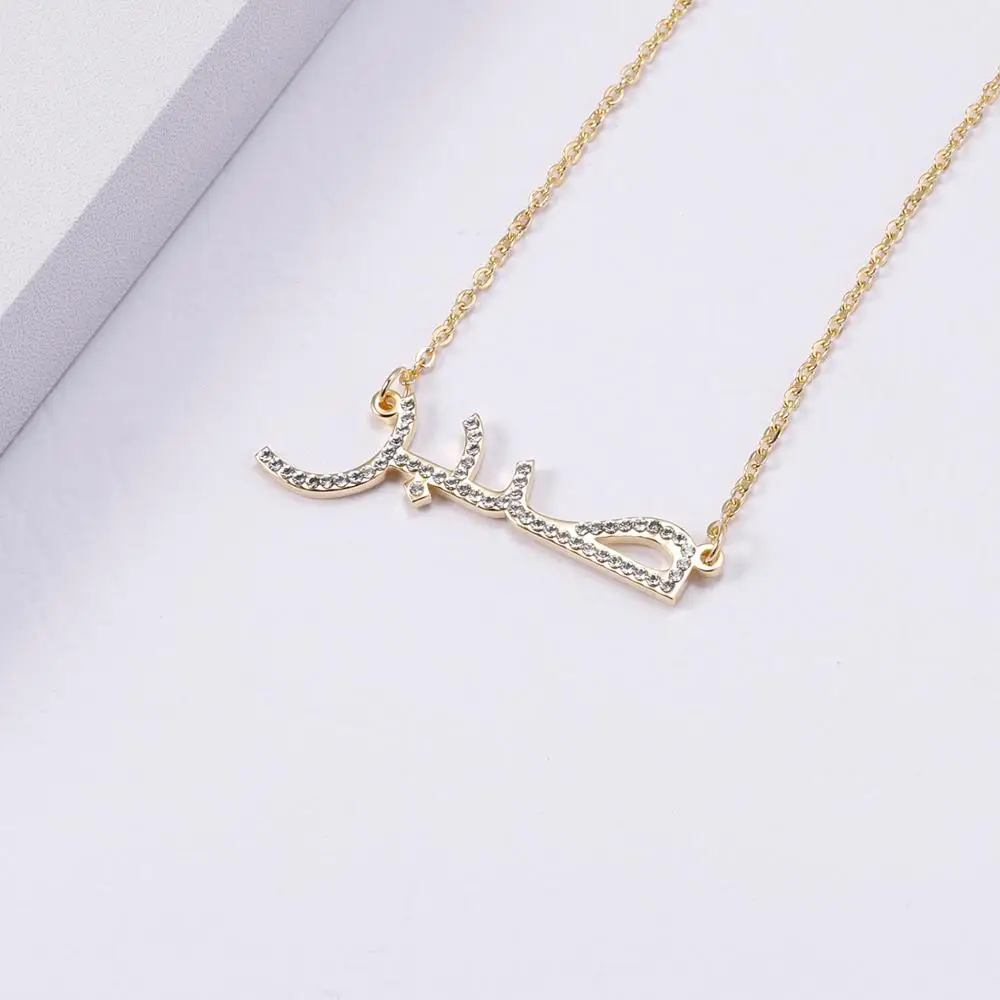 

925 Silver Custom Arabic Name Necklace Crystal Pendant Necklace Zirconia Necklaces Women Personalized Jewelry For Women