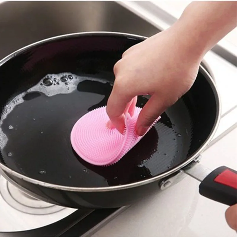 1 шт. силиконовая губка для мытья посуды щетка Антибактериальный кухонный - Фото №1