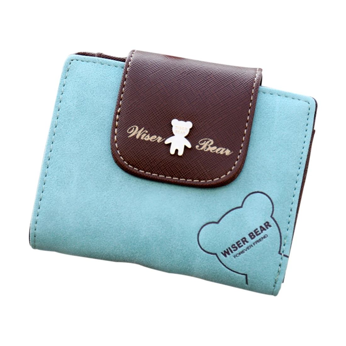 Модный женский кошелек с милым медведем кожаный небольшой застежкой отделением