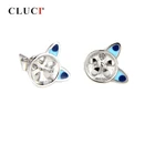 CLUCI 925 стерлингового серебра прекрасный синий кот шпильки для ушей серьги жемчужные крепления для женщин серьги ювелирные изделия SE045SB