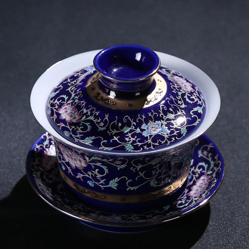 150 мл Цзиндэчжэнь ручная роспись Золотой креативный Gaiwan керамический фарфоровый