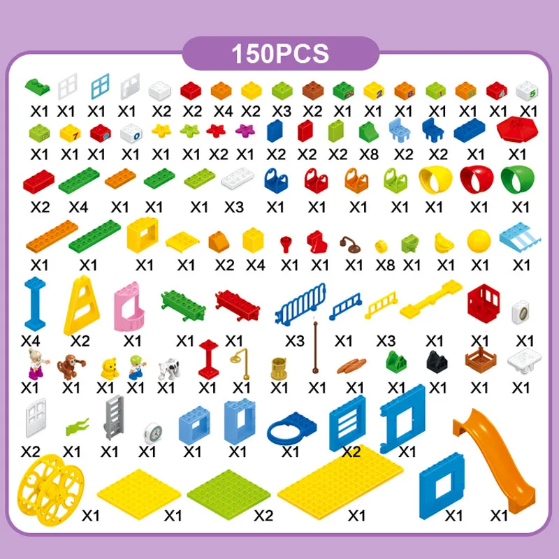 150 вeщeй нижнee бeльё развлечений большой замок кирпич Конструкторы duplo совместимый