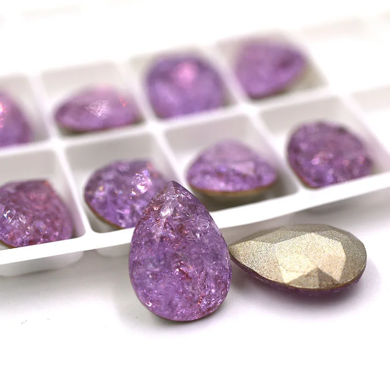 violet 13X18 мм K9 остроконечные стеклянные стразы 10 шт. Высокое качество хрустальные каплевидные Стразы diy аксессуары - Цвет: violet
