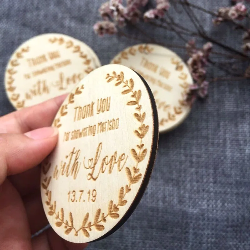 Лазерная гравировка деревянные магниты для сохранения даты подарок на свадьбу