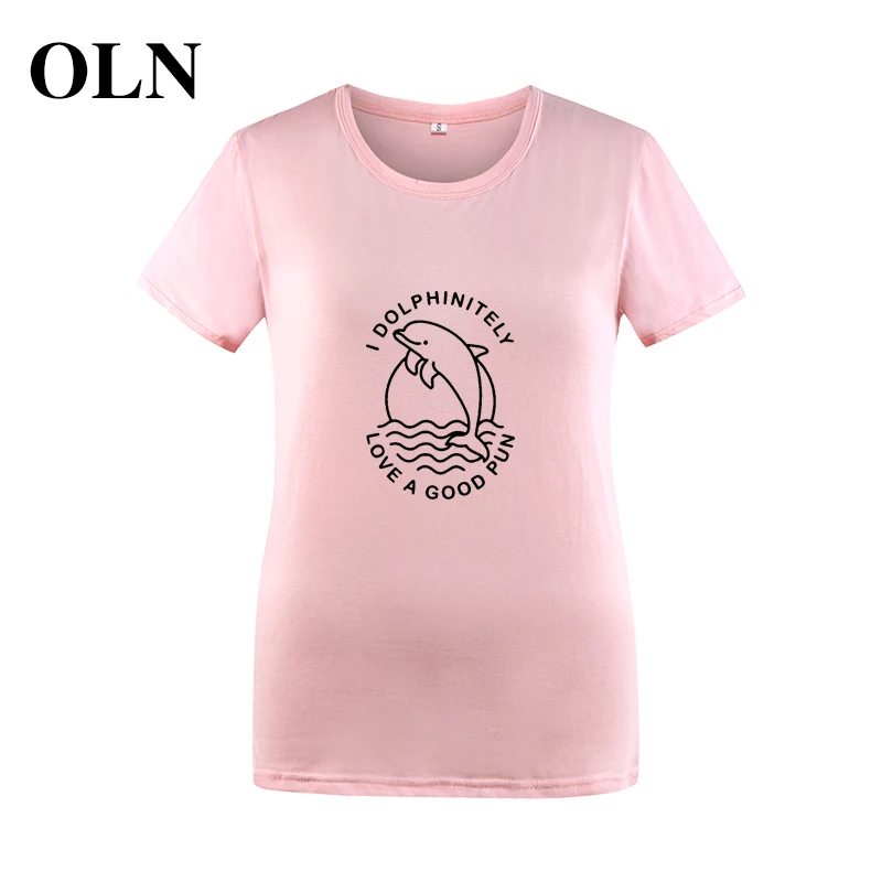 OLN 2018 I DO Dolphin LOVE A GOOD PUN Ulzzang Harajuku летние футболки женская футболка винтажные